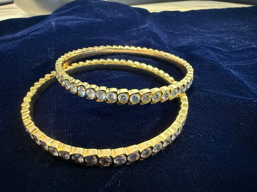 Diamond Replica-Single Line Diamond Cut White Bangle