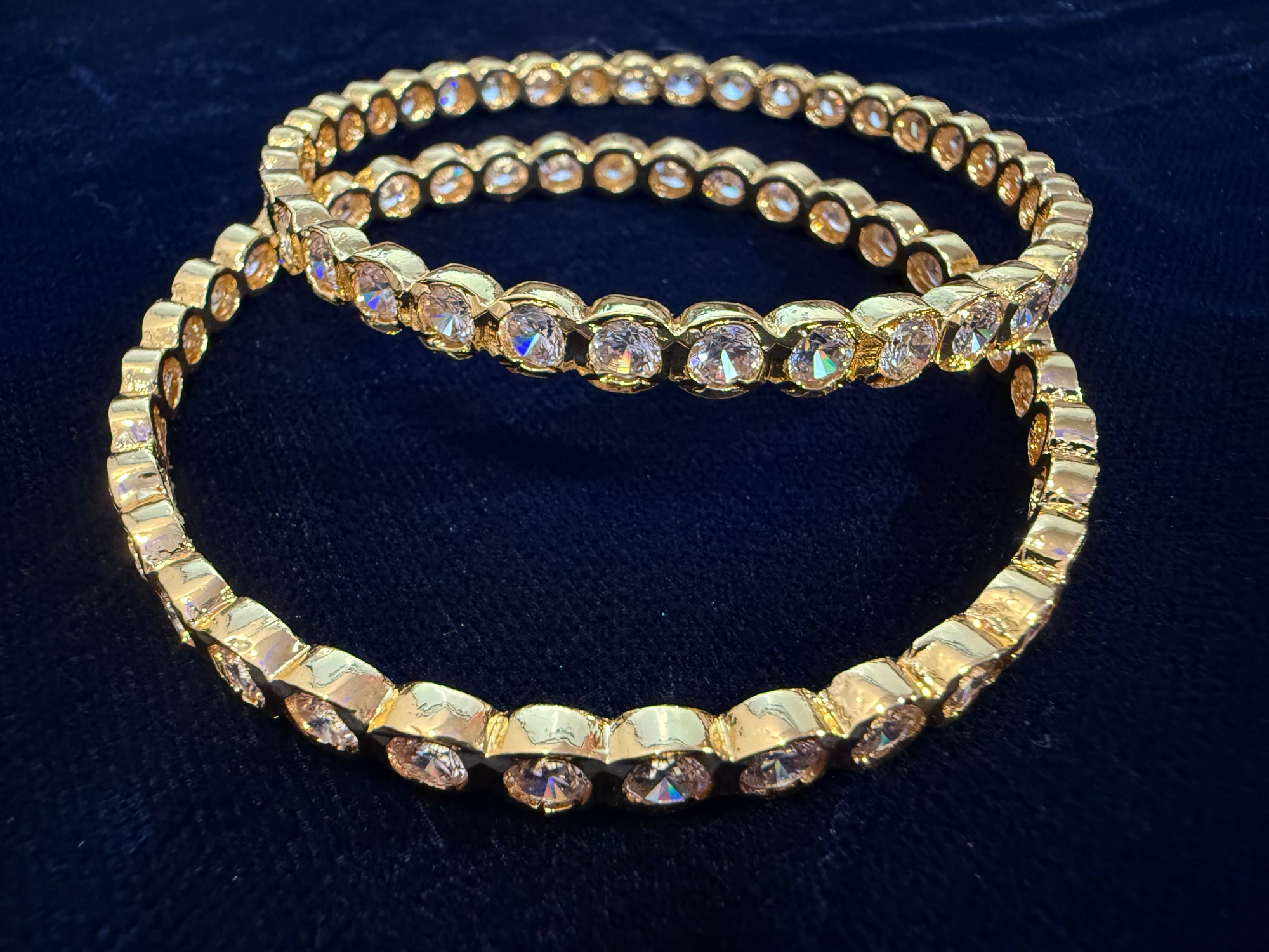 Diamond Replica-Single Line Diamond Cut White Bangle