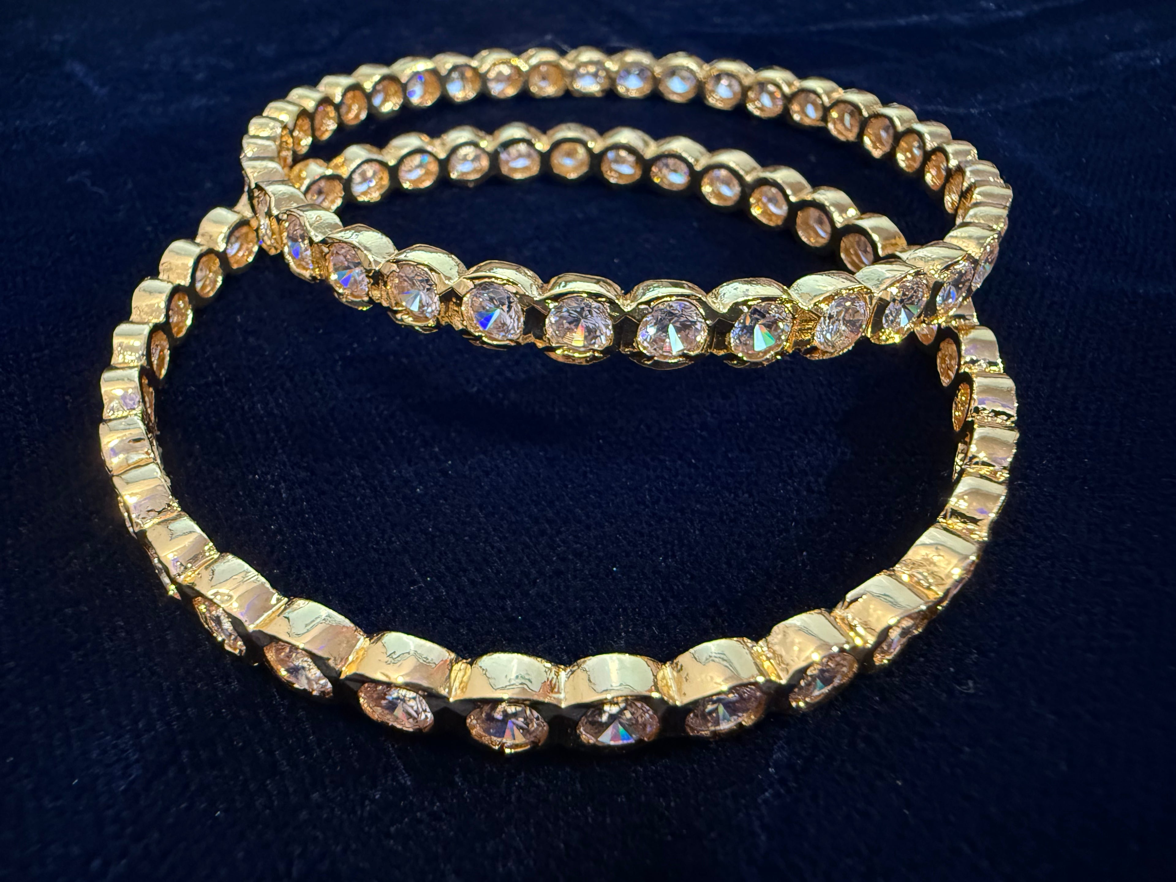 Diamond Replica-Single Line Diamond Cut White Bangle