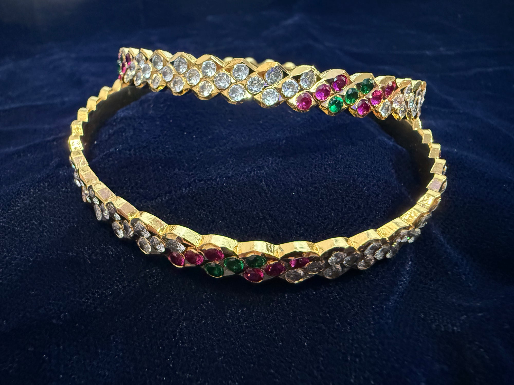 Gold Replica Double Line Multicolor Bangles